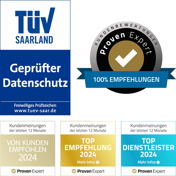 TÜV Saarland und ProvenExpert Banner und Siegel für BesserFinanz GmbH